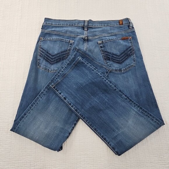 7 For All Mankind Standard Jeans Men's 36x30 Straight Leg Button Fly EUC Stretch - Picture 3 of 16